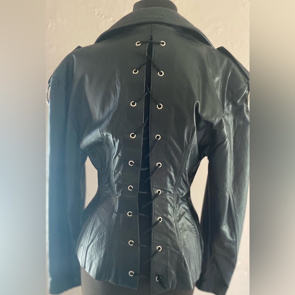 Vintage John Richmond Archival Lace-Up Corset Back Leather Jacket